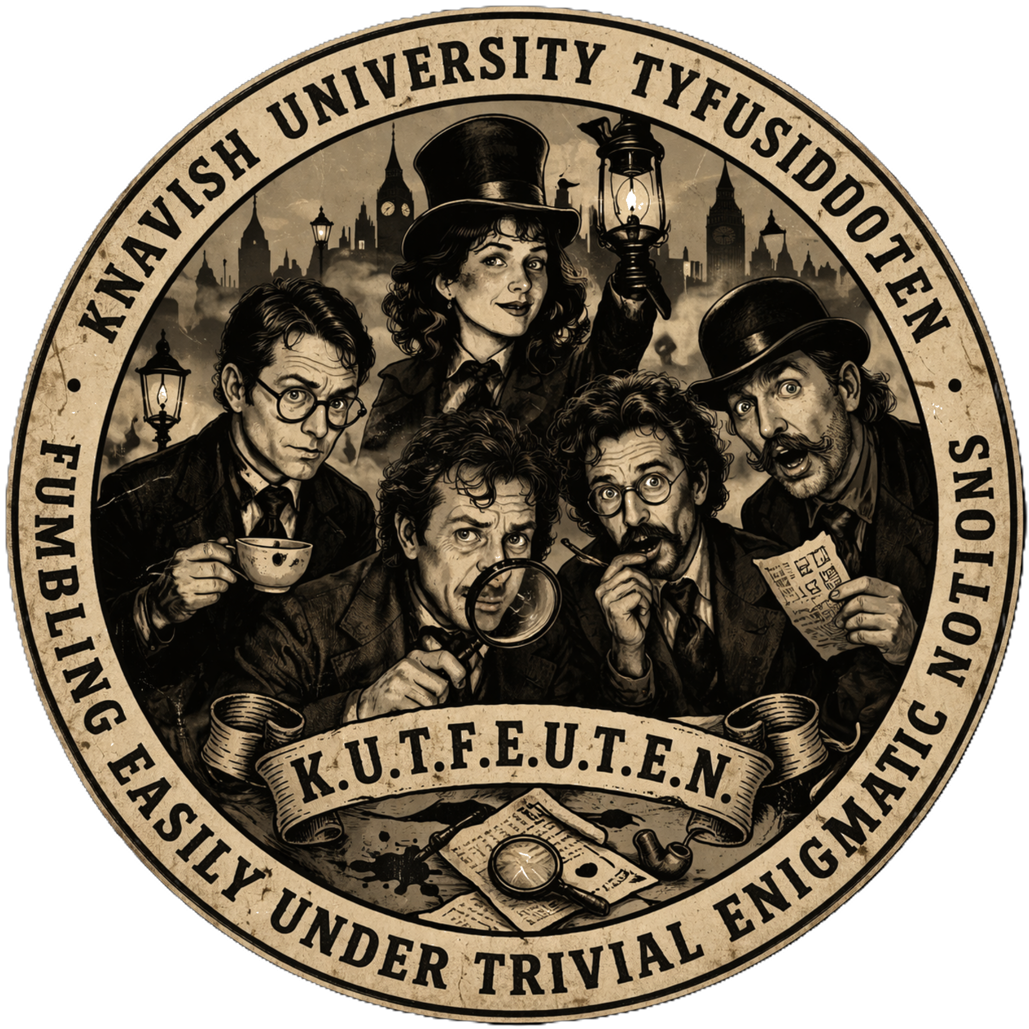 Logo of K.U.T.F.E.U.T.E.N. (Knavish University Tyfusidioten Fumbling Easily Under Trivial Enigmatic Notions)